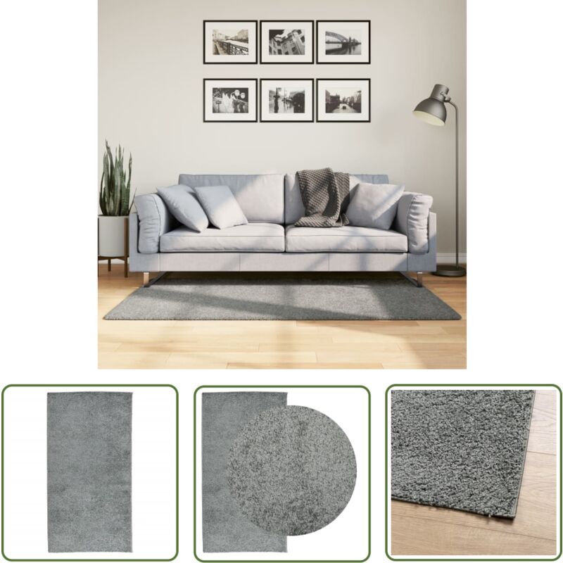 The Living Store - Teppich Shaggy Hochflor Modern Grün 80x150 cm - Shaggy Teppich - Grüner Teppich - Flur Teppich - Wohnzimmer Teppich - Hochflor