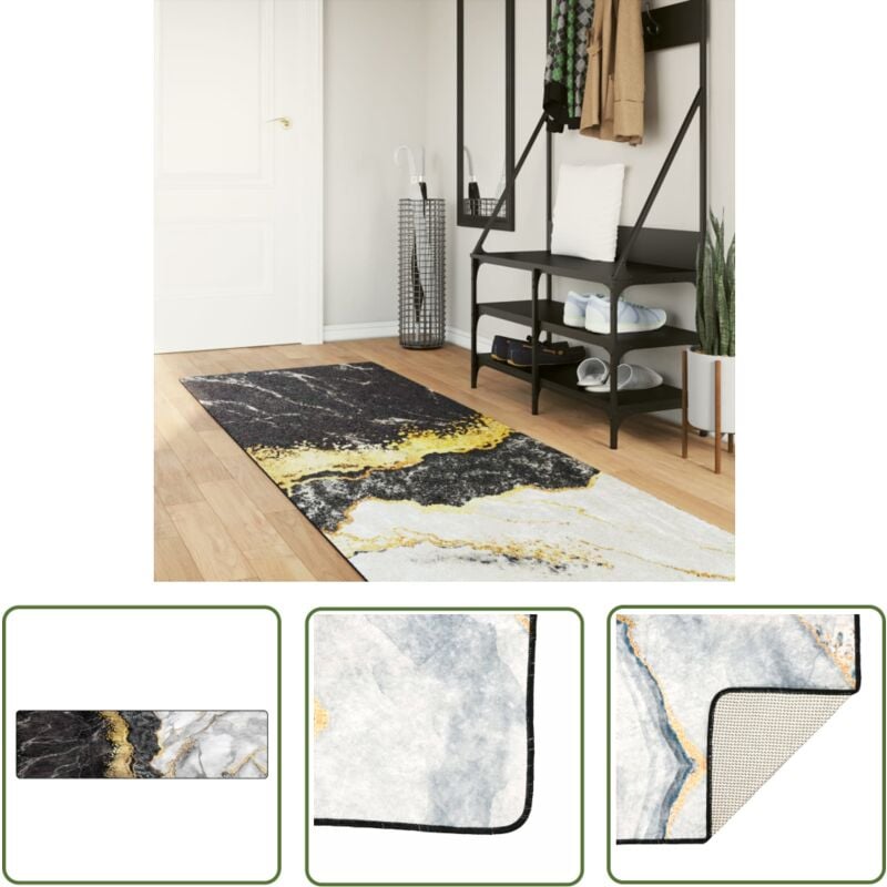 The Living Store - Teppich Waschbar Mehrfarbig 80x300 cm Rutschfest - Samt Teppich - Wohnzimmerteppich - Flur Teppich - Multicolor Teppich