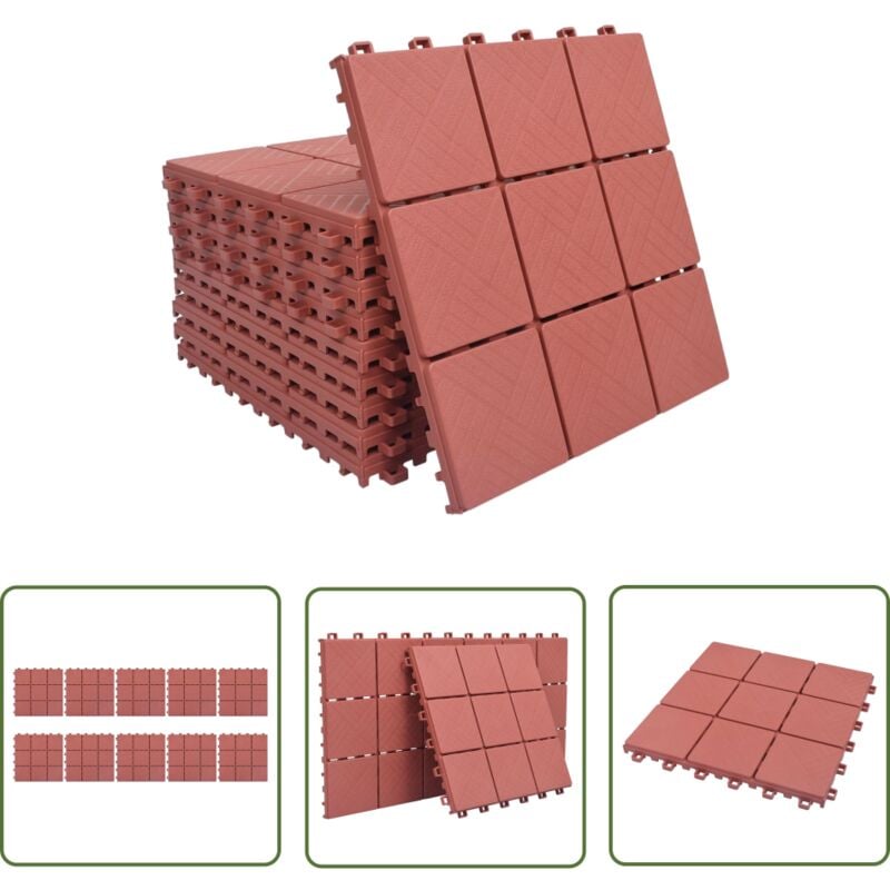 Terrassenfliesen 10 Stk. Rot 30 x 30 cm Kunststoff - Terrasse Fliesen - Garten Fliesen - Balkon Fliesen - Pool Fliesen - Kunststof Fliesen - The