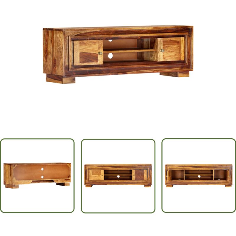 The Living Store - TV-Schrank 118x30x40 cm Massivholz - tv Schrank - Holz Sideboard - Palissander - Wohnzimmerschrank - Vintage tv Stand