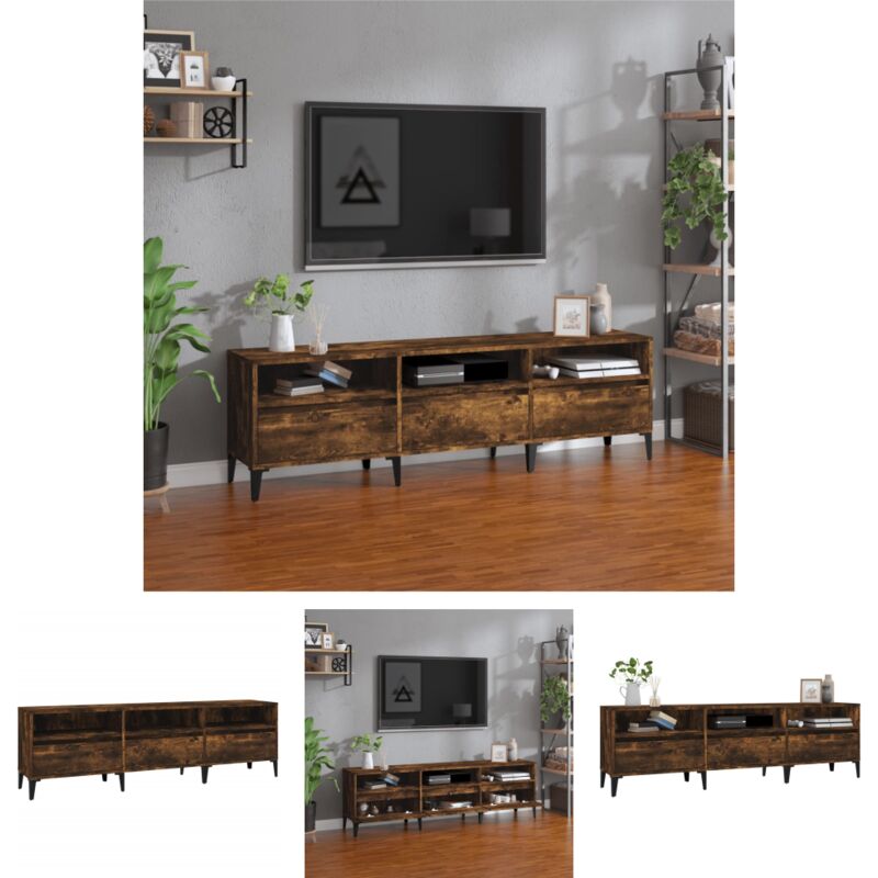 Wohnzimmer - vidaXL TV-Schrank Räuchereiche 150x30x44,5 cm Holzwerkstoff - Stauraum