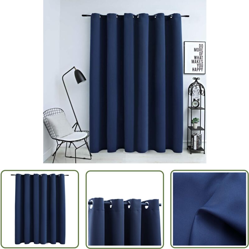 Verdunkelungsvorhang mit Metallösen Blau 290 x 245 cm - Verdunkelungsvorhang - Polyester Vorhang - Blau Vorhang - Wohnraum Vorhang - Schlafzimmer