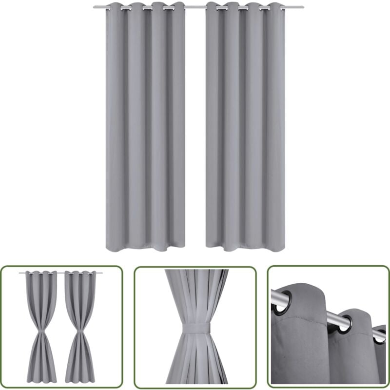 The Living Store - Verdunkelungsvorhänge 2 Stk. mit Metallösen 135 x 175 cm Grau - Verdunkelungsvorhänge - Gardinen - Wohnraumdekoration - Grau