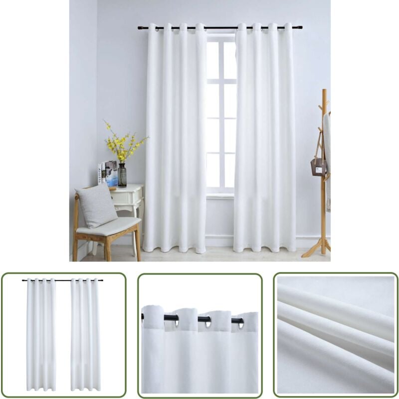 The Living Store - Verdunkelungsvorhänge mit Metallösen 2 Stk. Grauweiß 140x225 cm - Gardinen - Vorhänge - Grauweiß - Wohnraumdekoration - Polyester