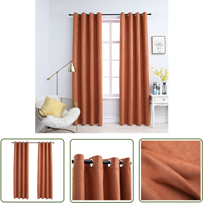 The Living Store Verdunkelungsvorhänge mit Metallösen 2 Stk. Rostbraun 140x175 cm - Dekorative Vorhänge - Wohnraumgestaltung - Gardinen Für