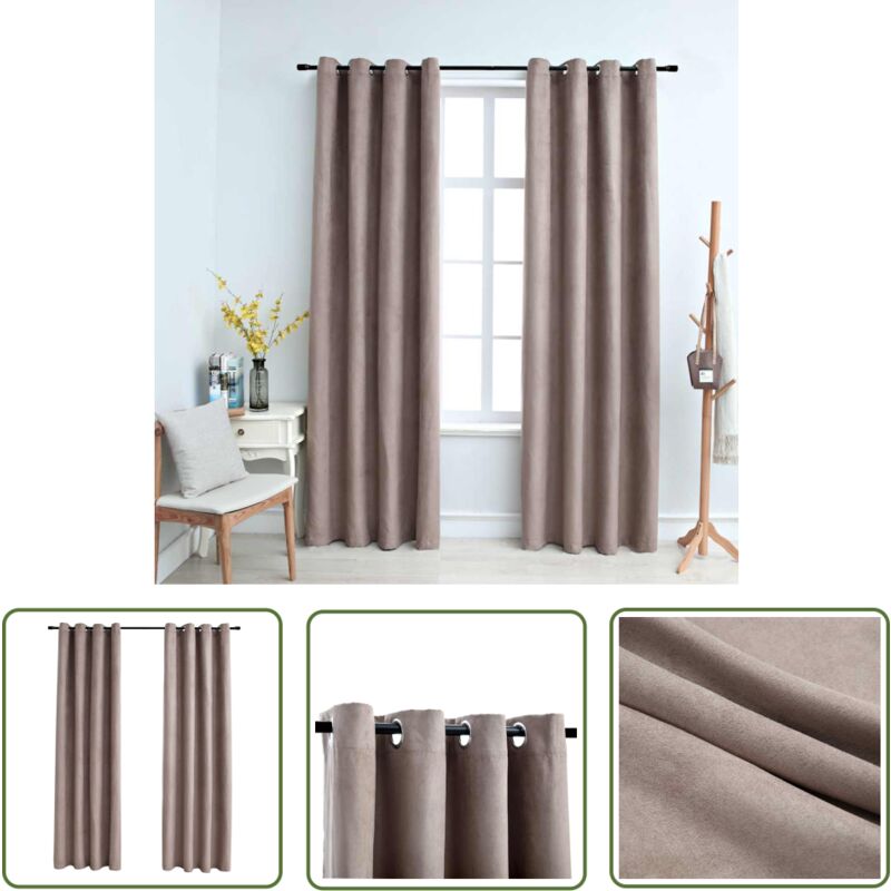 The Living Store - Verdunkelungsvorhänge mit Metallösen 2 Stk. Taupe 140x225 cm - Elegante Vorhänge - Wohnraumdekoration - Gardinen Taupe - Vorhänge
