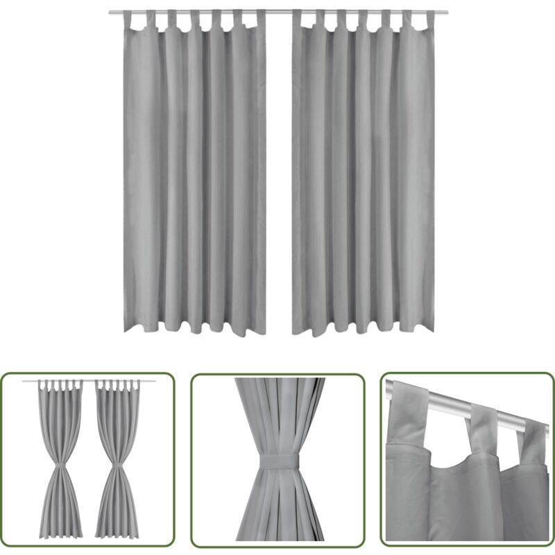 The Living Store - Vorhänge aus Mikro-Satin 2 Stk. mit Schlaufen 140×175 cm Grau - Fensterdekoration - Vorhänge - Wohnaccessoires - Gardinen - Grau