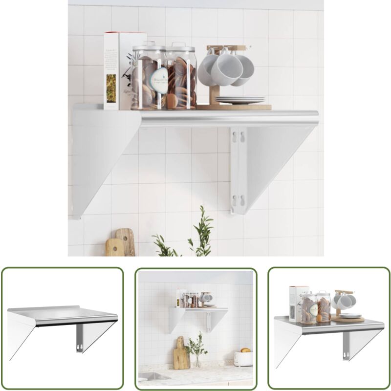 The Living Store - Wandregal 50x45x31 cm Silbern Edelstahl - Wandregal - Edelstahlregal - Schweberegal - Wohnraumdeko - Platzsparend