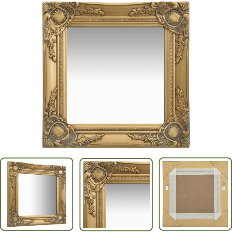 The Living Store - Wandspiegel im Barock-Stil 40x40 cm Golden - Wandspiegel - Barockstil - Goldener Spiegel - Quadratischer Spiegel - Vintage Spiegel