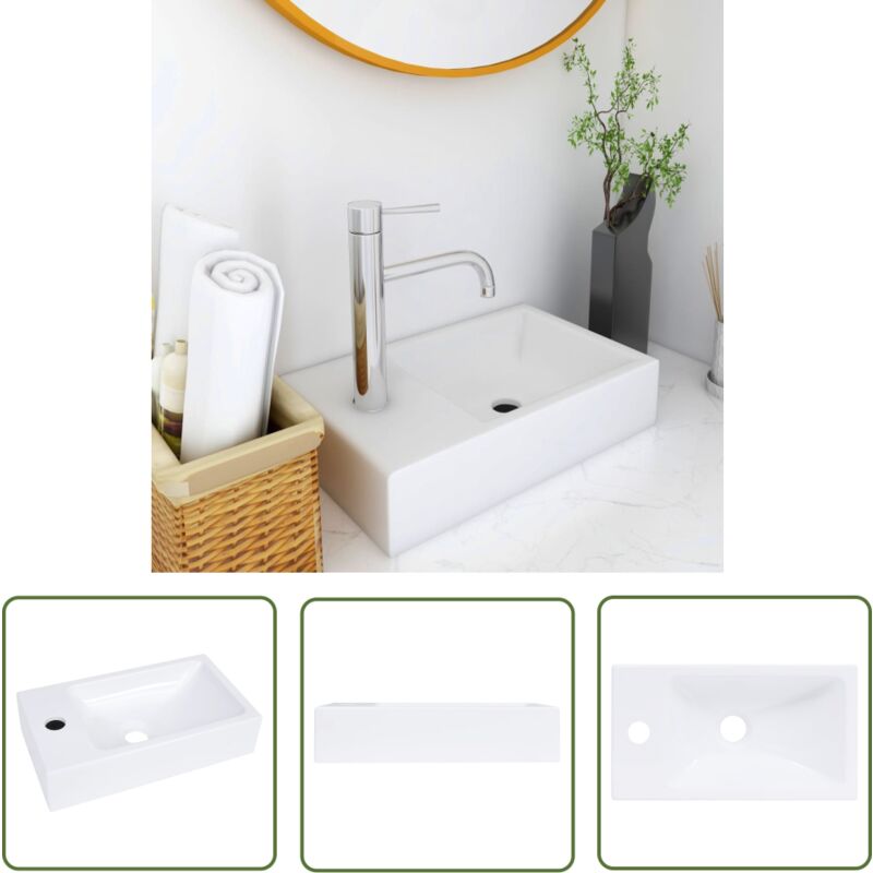 The Living Store - Waschbecken 400x220x90 mm smc Weiß - Waschbecken - smc Waschbecken - Weißes Waschbecken - Badezimmer Waschbecken - Handwaschbecken