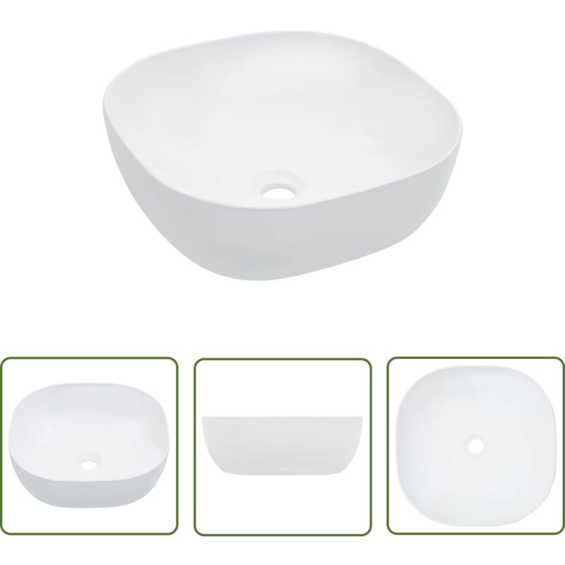 The Living Store - Waschbecken 42,5 x 42,5 x 14,5 cm Keramik Weiß - Waschbecken - Keramikwaschbecken - Weißes Waschbecken - Aufsatzwaschbecken