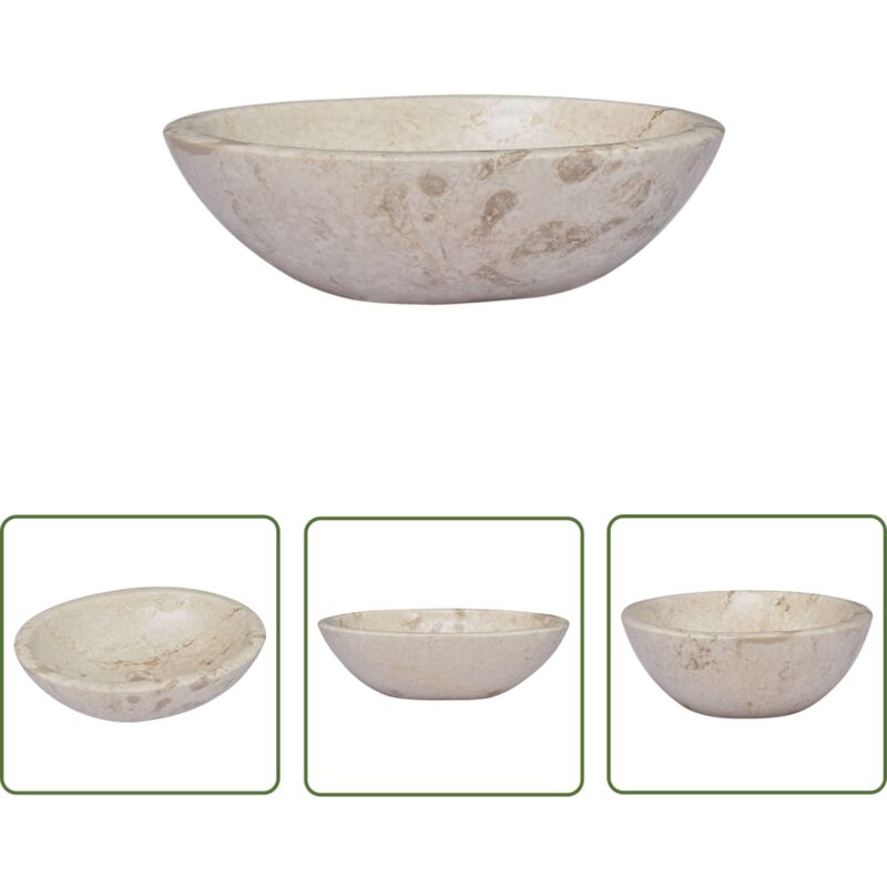 The Living Store - Waschbecken Creme 53x40x15 cm Marmor - Marmor Waschbecken - Designer Waschbecken - Badezimmer Waschbecken - Handgefertigtes