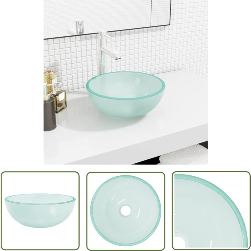 The Living Store Waschbecken Hartglas 30x12 cm Matt - Waschbecken - Hartglas Waschbecken - Aufsatzwaschbecken - Modernes Waschbecken - Badezimmer