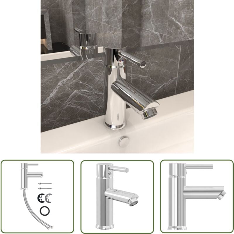 The Living Store - Waschtischarmatur Verchromt 130x176 mm - Waschtische Armature - Chrom Armatur - Messing Armatur - Küchenarmatur