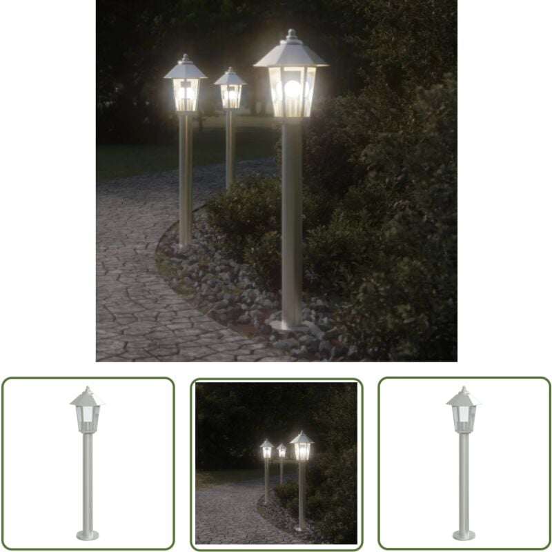 Wegeleuchte Silbern 80 cm Edelstahl - Outdoor-Beleuchtung - Gartenlampe - Edelstahl Lampe - LED-Lampe - Wetterfeste Beleuchtung - The Living Store