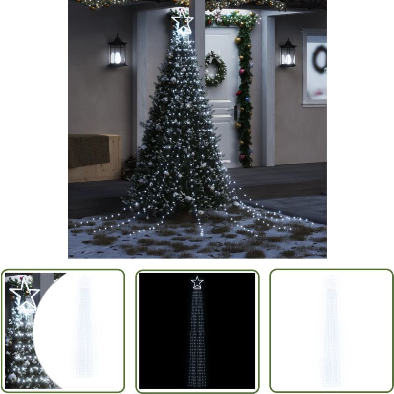 The Living Store - Weihnachtsbaum-Beleuchtung 320 LEDs Kaltweiß 375 cm - Weihnachtsbeleuchtung - LED-Lichtringe - Sternenlights - Outdoor-Dekoration