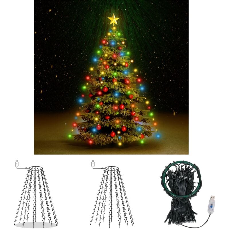 The Living Store - Weihnachtsbaum-Lichternetz mit 150 LEDs Mehrfarbig 150 cm - Lichtschläuche & Lichterketten - Mehrfarbig