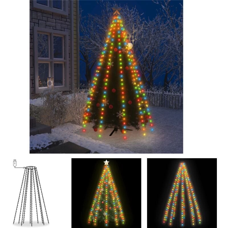 The Living Store Weihnachtsbaum-Lichternetz mit 250 LEDs Mehrfarbig 250 cm - Lichtschläuche & Lichterketten