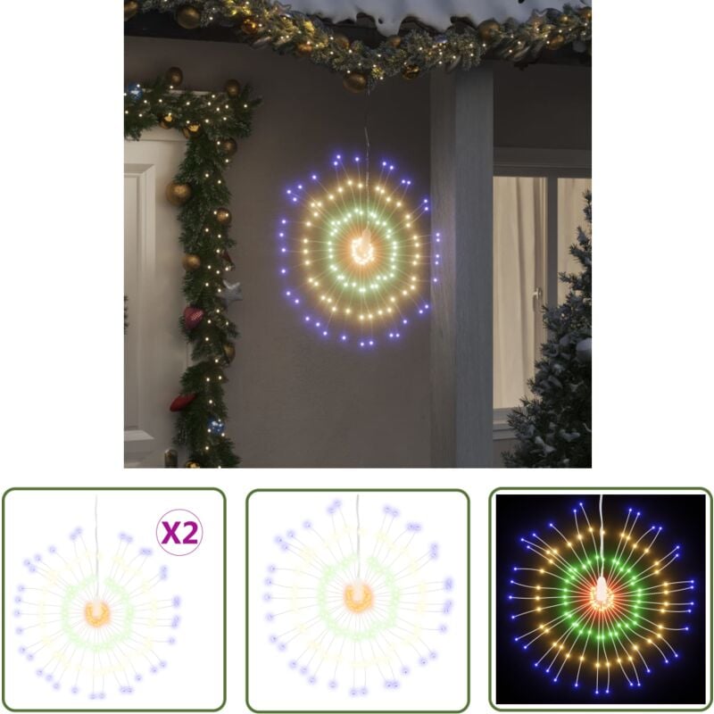 The Living Store - Weihnachtsbeleuchtungen Feuerwerk 2 Stk. 140 LEDs Mehrfarbig - Weihnachtsschmuck - LED-Lichterketten - Weihnachtsdekoration