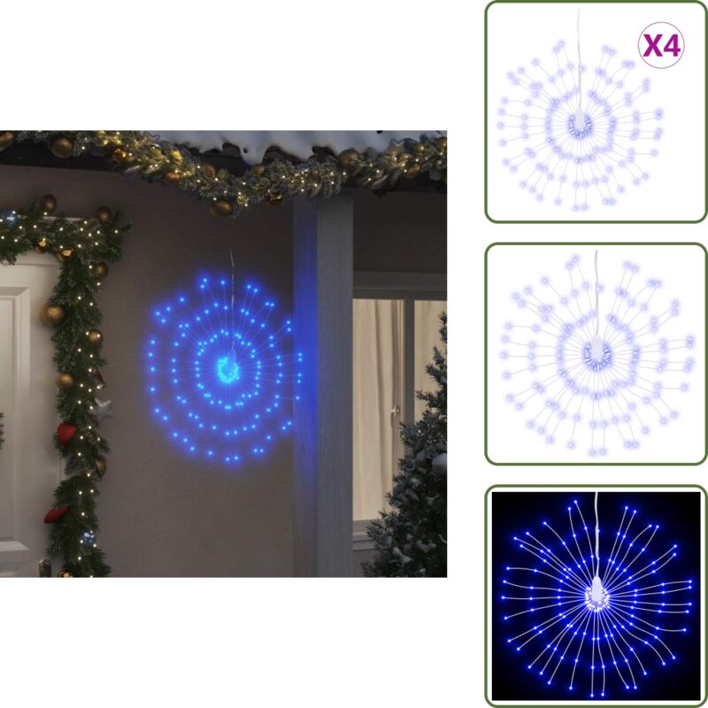 The Living Store - Weihnachtsbeleuchtungen Feuerwerk 4 Stk. 140 LEDs Blau 17cm - Weihnachtsdekoration - LED-Lichterketten - Weihnachtsbeleuchtung