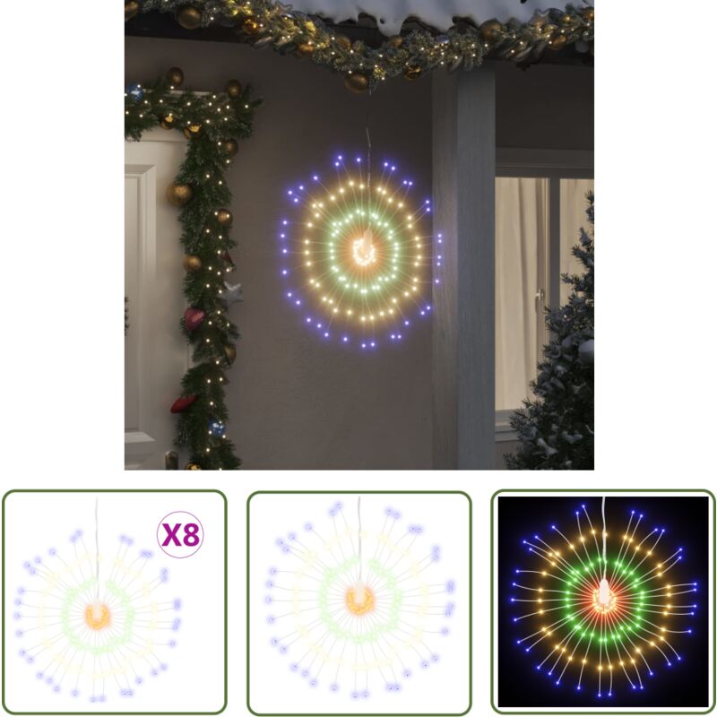 The Living Store Weihnachtsbeleuchtungen Feuerwerk 8 Stk. 140 LEDs Mehrfarbig - Weihnachtsdekoration - LED-Lichterketten - Weihnachtsbeleuchtung