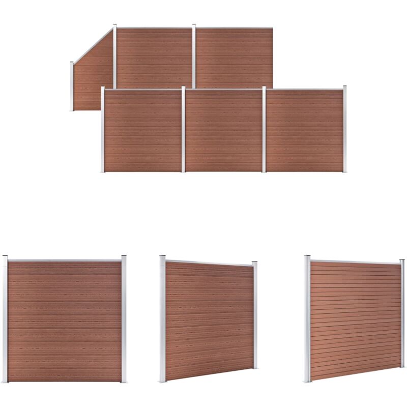 Holz-Kunststoff-Zaun - vidaXL WPC Zaun-Set 5 Quadrate + 1 Schräge 965x186 cm Braun - Aluminium-Zaun