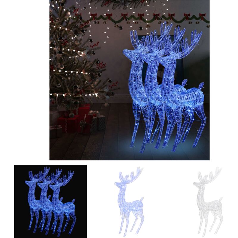 The Living Store XXL Rentiere Weihnachtsdekoration Acryl 250 LED 3 Stk. 180 cm - Weihnachtsbeleuchtung
