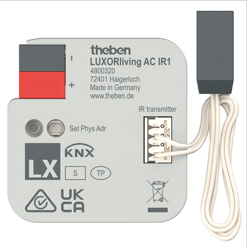 Theben 4800320 LUXORliving AC IR1 I Split Unit Gateway I Steuerung von Klima Split Geräten I IR Gateway I Klimageräte I Für KNX Smart Home-System