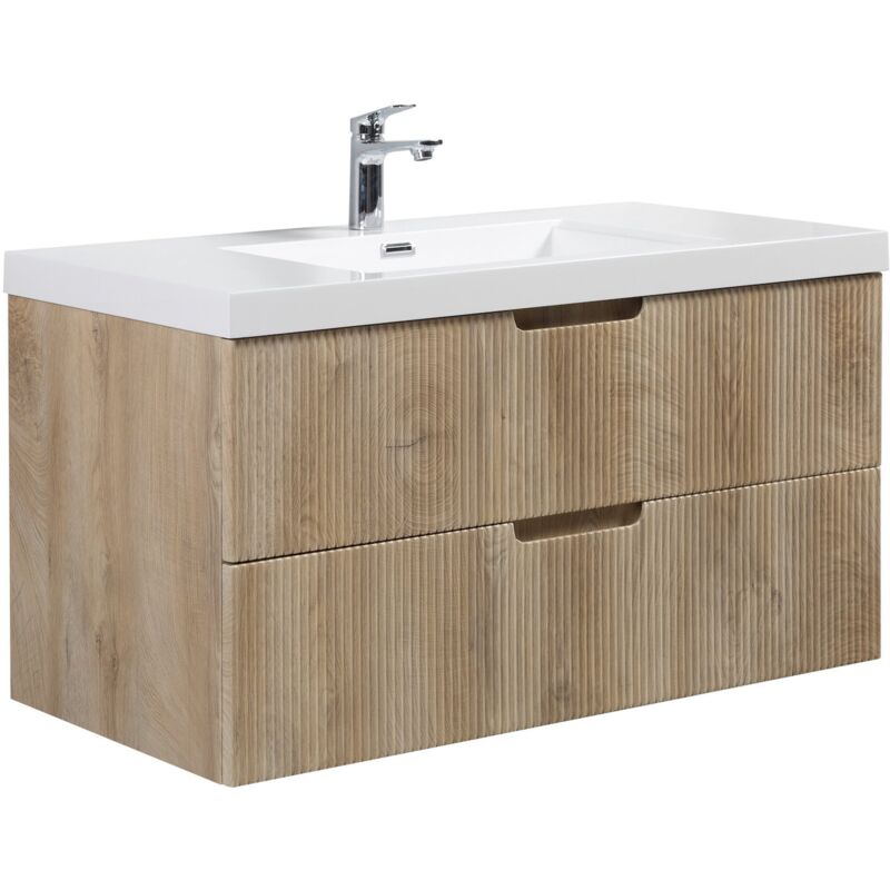 Badezimmer Badmöbel-Set Thermis 100 cm – Eiche Hell – Badezimmer