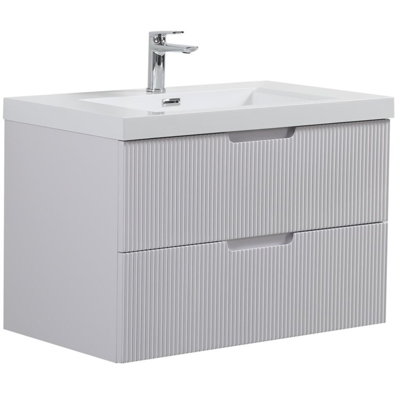 Badmöbel-Set Thermis 80cm - Weiß - Badmöbel mit Waschbecken