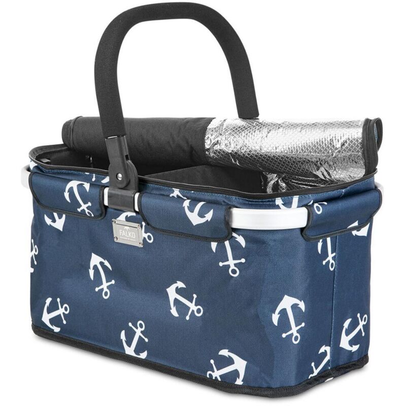 Thermo-Einkaufskorb Falko Duo dunkelblau mit weißem Anker, 25kg