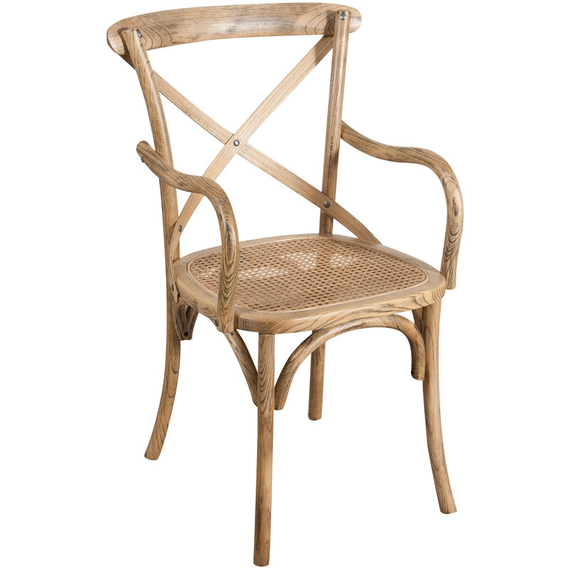 Biscottini - Vintage-Thonet-Stuhl aus Holz und Rattan, 89x50x43 cm, rustikaler Sessel mit Armlehnen, Küchen-Esszimmerstuhl, moderner Stuhl