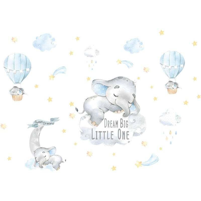 Tier-Wandtattoos, Ballon-Wandtattoos, Kinderzimmer-Wandtattoos, Heißluftballon, Wolke, Elefant für Kinderzimmer, Babyzimmer