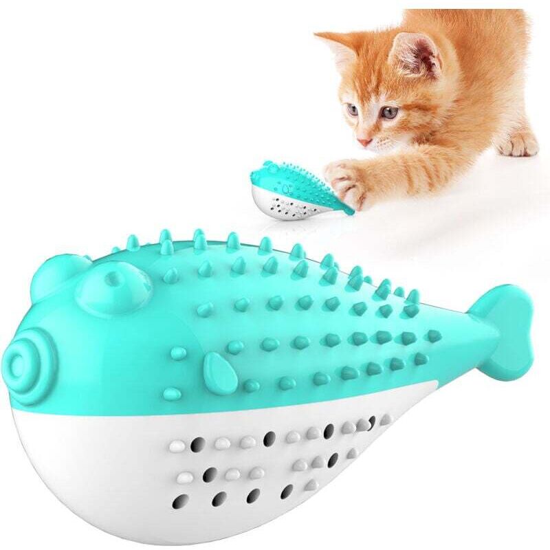 Tierbedarf, quietschende Kauspielzeuge, Katzenminze, Kugelfische, Beißringe für Katzen (Blue Lake)