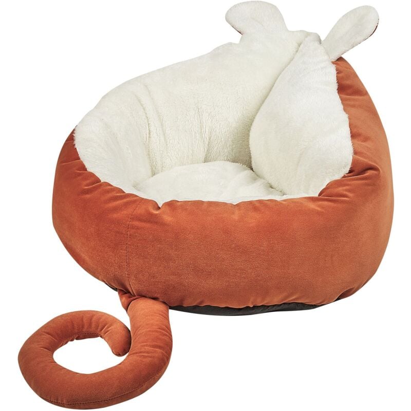 Beliani - Tierbett Orange Maus Form 50 x 45 cm aus weichem Samtstoff Hundekissen aus Polyester für Hunde, sowie Katzen Wohnzimmer Flur Schlafzimmer