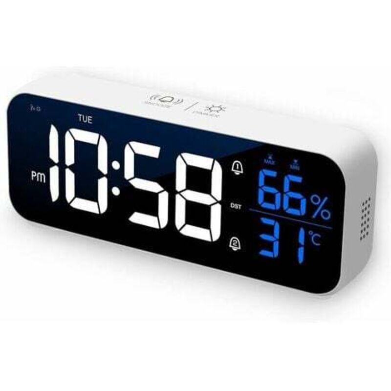 Tigrezy - Digitaler Wecker, LED-Digitalwecker mit Alarm-/Schlummer-/Temperatur-/Soundsteuerungsfunktionen, digitaler Wecker,