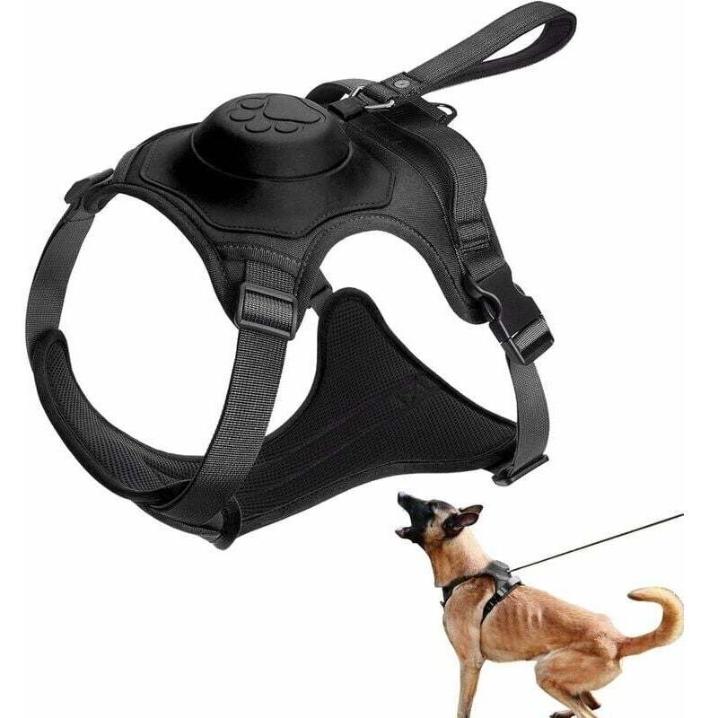 Tigrezy No-Pull-Hundegeschirr und Leine – All-in-One-Hundegeschirr – integrierte, automatisch verriegelnde, einziehbare Leine(Größe::M)