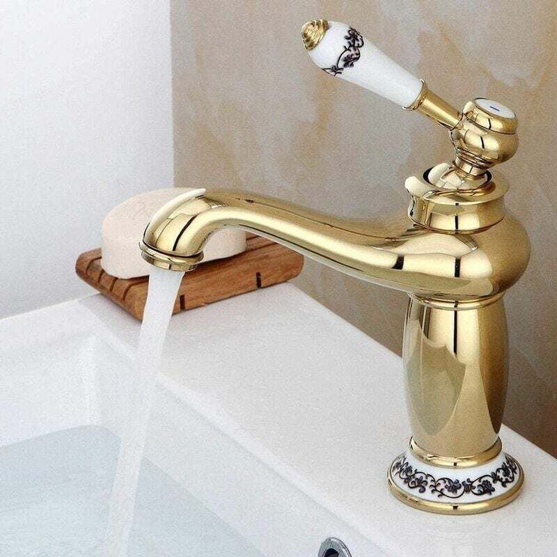 Retro-Wasserhahn, Einhebelmischer, Gold, Vintage-Waschbecken-Wasserhahn, Badezimmer-Wasserhahn, Küchen-Mischbatterie, Wasserhahn für Küche,