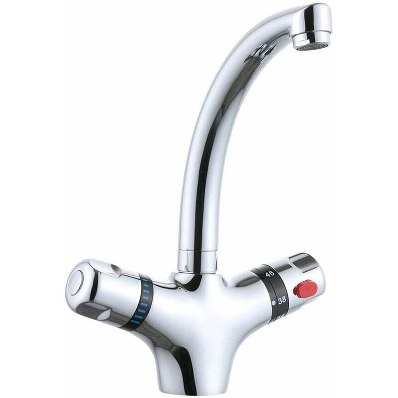 Tigrezy - Waschbecken-Wasserhahn, Waschbecken-Wasserhahn, Thermostat-Mischbatterie, Küchenarmatur, 360° drehbar, Badezimmer-Waschbecken-Wasserhahn