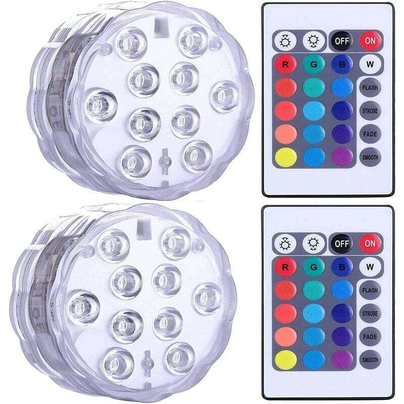 Wasserdichte tauchbare LED-Leuchten für Whirlpool, Spa, Teich, Unterwasser-LED-Leuchten mit 2 Fernbedienungen für Vasensockel, Aquarien, Partys,