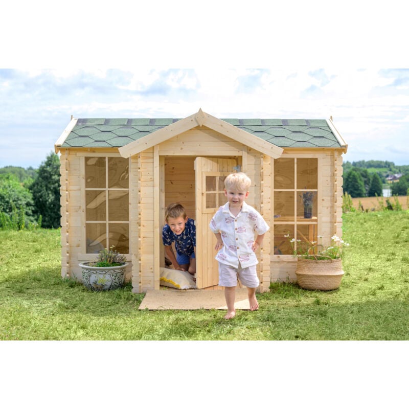 Kinderspielhaus aus Holz - Spielhaus im Freien für Kinder - B241xT178xH151 cm/2.63m2 Gartenspielhaus mit Veranda - Garten-Sommerhaus für Kinder M520