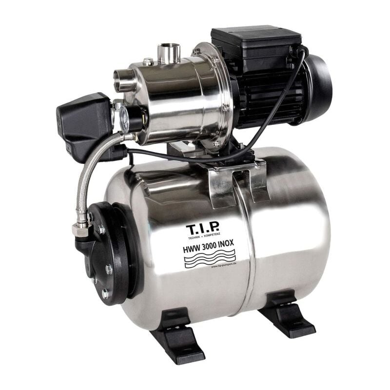 T.I.P. Hauswasserwerk - Edelstahl, 2.950 l/h, 42 m Förderhöhe, 550 W, 18 l Druckkessel, kompakt, HWW 3000 INOX, 31143