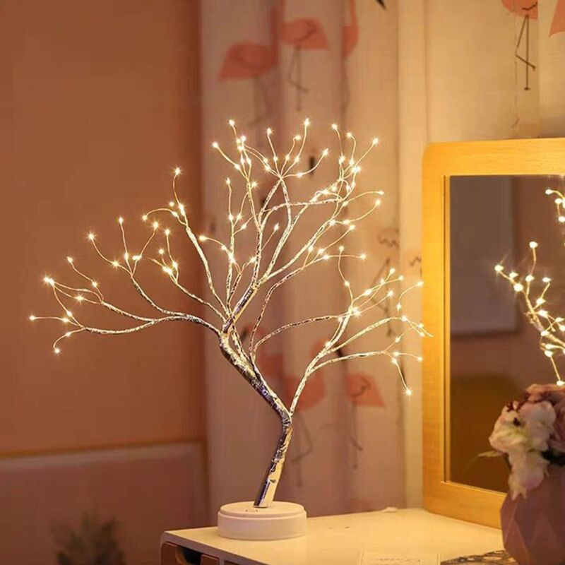 Tisch-Bonsai-Licht, Lichterbaum mit Perlen, Weihnachtsdekoration, Tischlampe, geeignet für Heimdekoration, Partys, Weihnachten, Hochzeiten,
