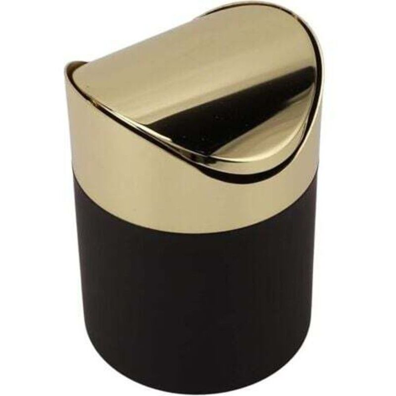Tisch-Mülleimer, Mini-Mülleimer aus Edelstahl mit goldenem Deckel, Mülleimer für Zuhause und Büro, Papierkorb für Bad, Küche, Büro, Auto