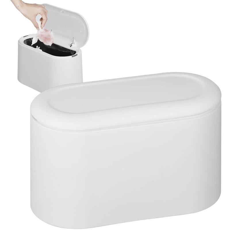 Ersandy - Tisch-Mülleimer mit Deckel, Mini-Tisch-Mülleimer für Küche, Badezimmer, Büro, Toilette, Autobett, geruchsdicht (weiß)