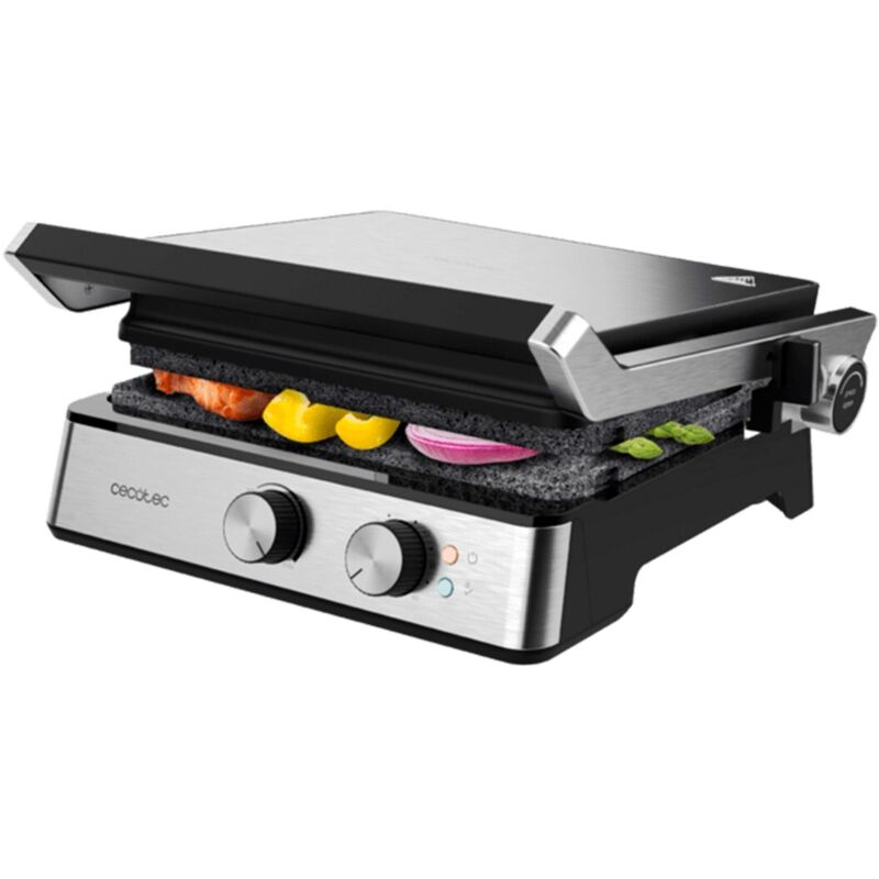 Cecotec Rock'nGrill Blaze Elektrogrill. 2400W, RockStone Beschichtung, Easy Clean, 180° Öffnung de, BPA Free de, Kochen de Oberfläche de 29x23 cm,