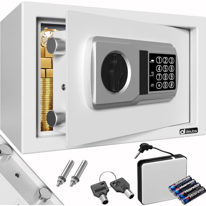 DEUBA® Tresor Elektronik-Zahlenschloss 4 Batterien Tresor klein Safe Hotelsafe Büro Hotel Schmuck Sicherheitscode Silber