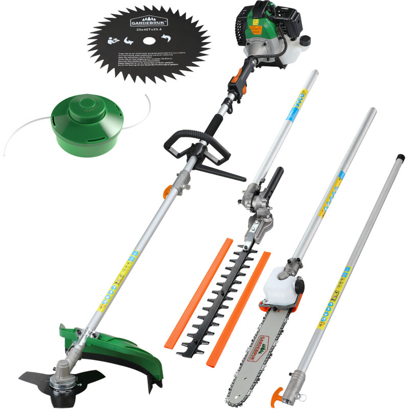 5in1 Multitool GBMT520 2 ps Garten Motorsäge Motorsense Benzin Rasentrimmer Kettensäge Hochentaster Heckenschneider - Gardebruk