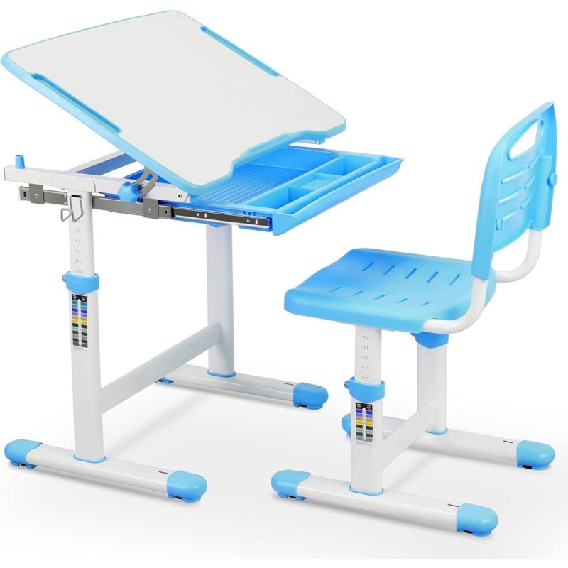 Tlgreen - Kinderschreibtisch Stuhl Höhenverstellbar, Kindertisch Stuhl Set mit neigbarer Tischplatte,Schreibtisch Kinder Mädchen & Jungs,