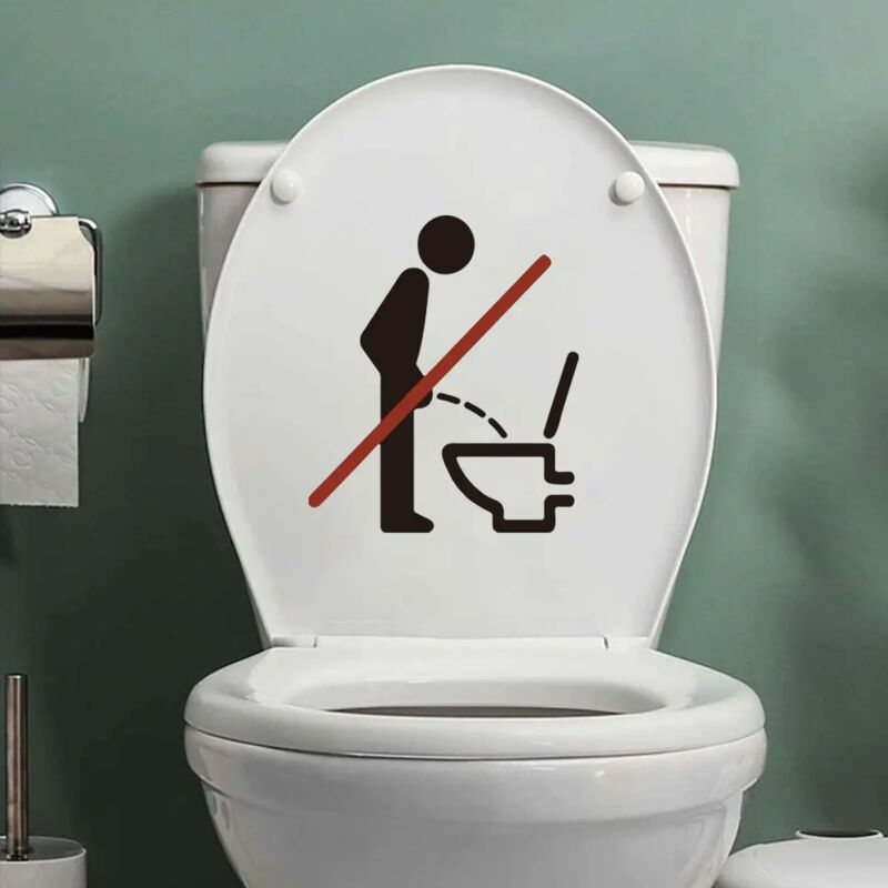 Linghhang - Toilettenaufkleber Piktogramm - Bitte hinsetzen zum Pinkeln -, dunkelgrau, 35 x 30 cm